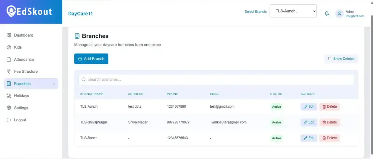 edskout branch management for daycare software