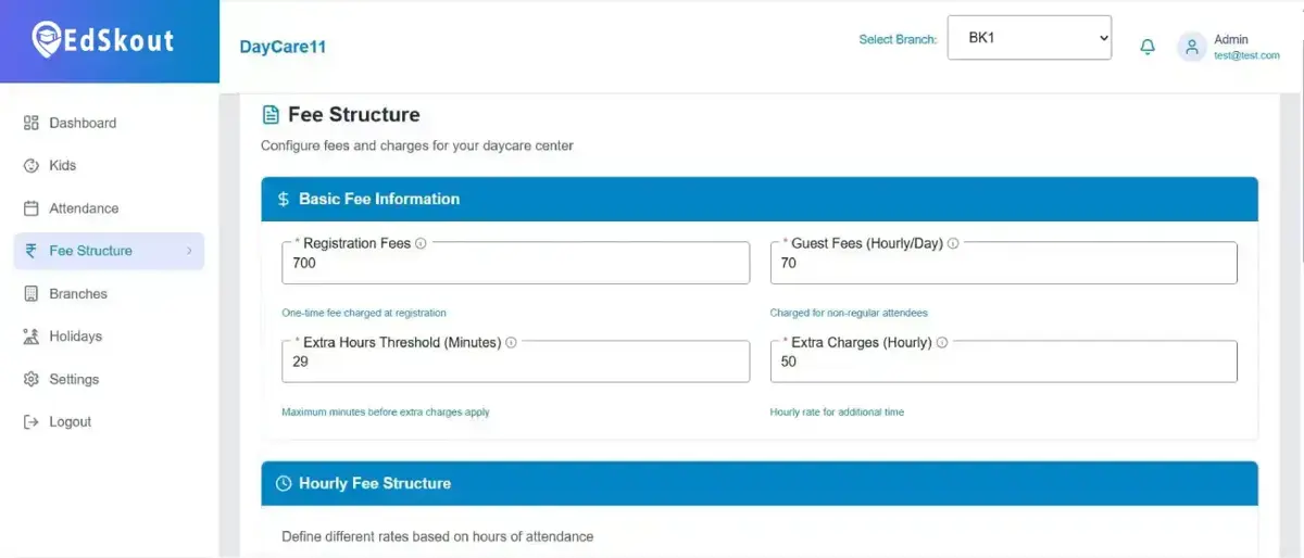 edskout fee structure management for daycare software