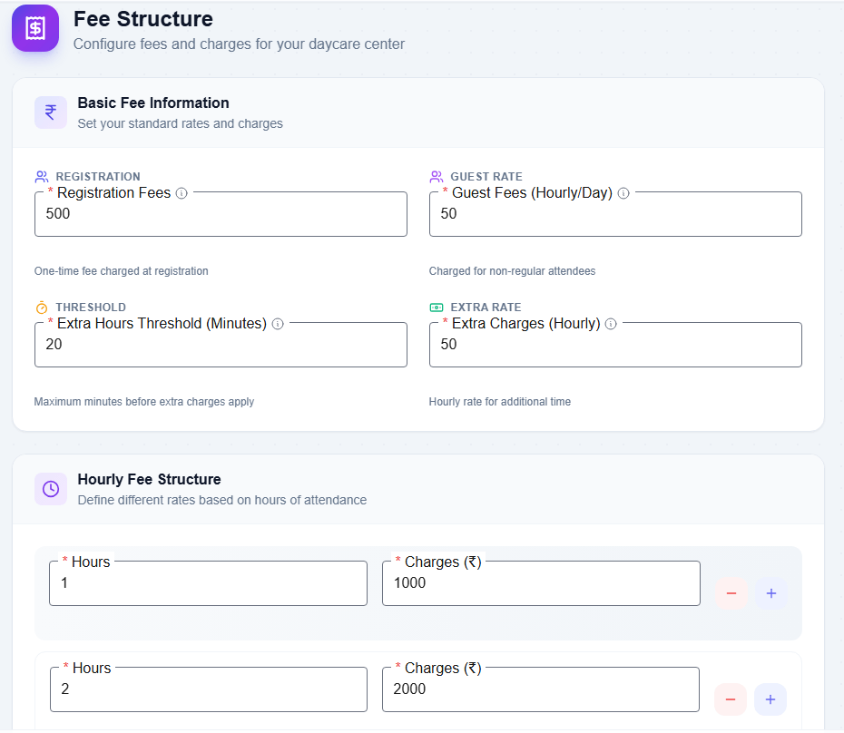 EdSkout Fee Structure - Configure daycare fees and charges