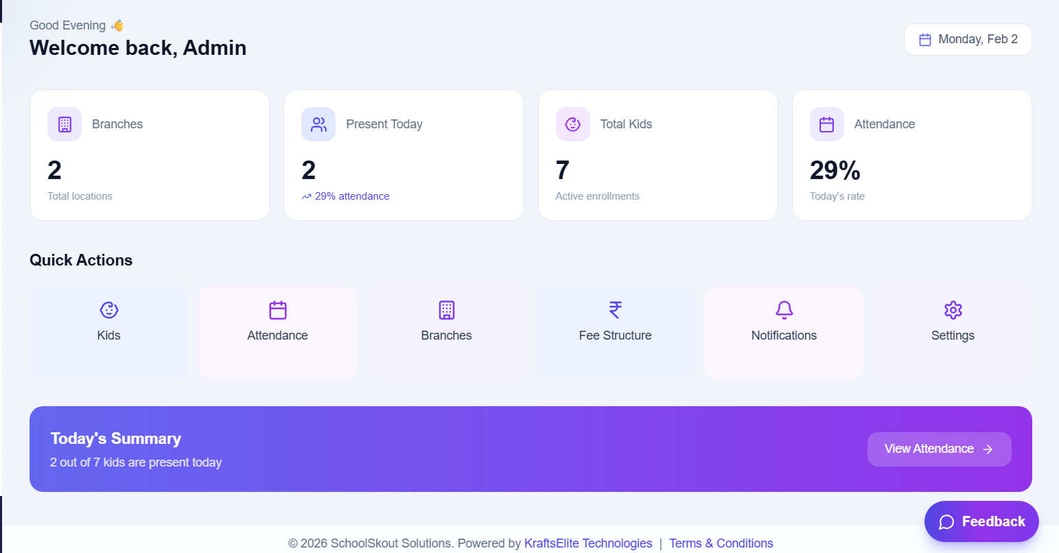 EdSkout Smart Dashboard for daycare management
