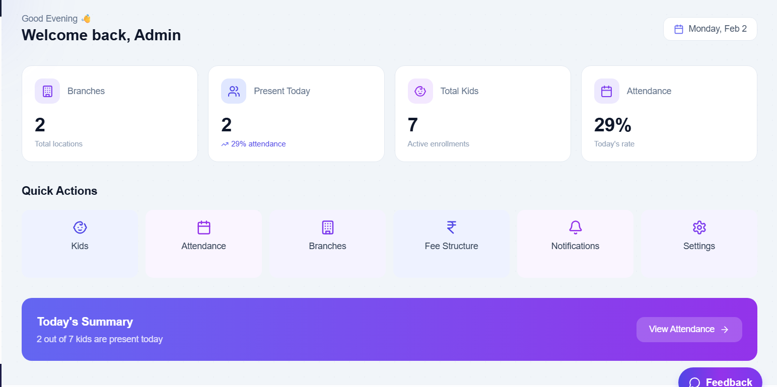 EdSkout Smart Dashboard for daycare management
