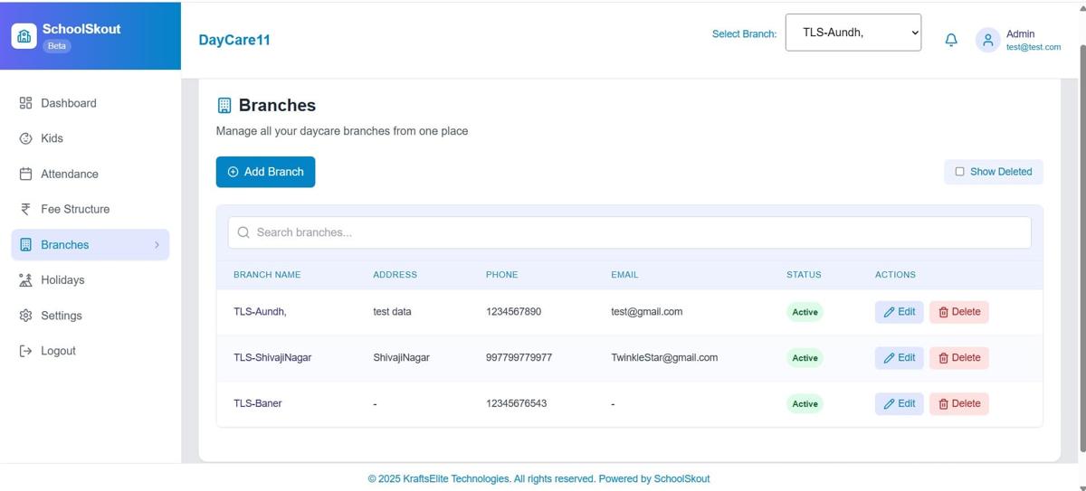 edskout branch management for daycare software